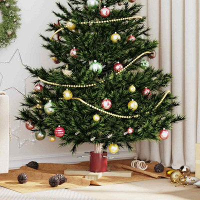 Vidaxl Christmas Tree Stand 1.73 Red 50 X 50 X 16 Cm Solid Pine Wood - image 1