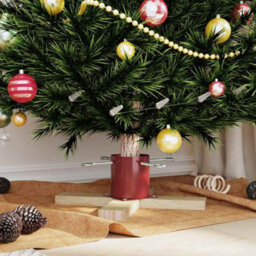 Vidaxl Christmas Tree Stand 1.73 Red 50 X 50 X 16 Cm Solid Pine Wood - thumbnail 4