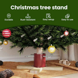 Vidaxl Christmas Tree Stand 1.73 Red 50 X 50 X 16 Cm Solid Pine Wood - thumbnail 7
