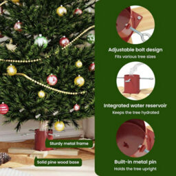 Vidaxl Christmas Tree Stand 1.73 Red 50 X 50 X 16 Cm Solid Pine Wood - thumbnail 8