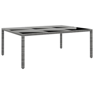 Walplus Garden Table 200X150X75 Cm Tempered Glass And Poly Rattan Grey - image 1