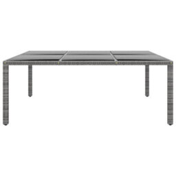 Walplus Garden Table 200X150X75 Cm Tempered Glass And Poly Rattan Grey - thumbnail 2