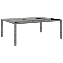 Walplus Garden Table 200X150X75 Cm Tempered Glass And Poly Rattan Grey - thumbnail 1