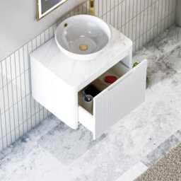 Royal Bathrooms Avenza 600mm Matt White Wall Hung Bathroom Countertop Vanity Unit 1 Drawer With Breeze Basin - thumbnail 5