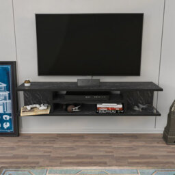Decorotika Pivot Floating Tv Stand Tv Unit For Tvs Up To 50 Inch Black Marble Effect