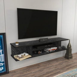 Decorotika Pivot Floating Tv Stand Tv Unit For Tvs Up To 50 Inch Black Marble Effect - thumbnail 3