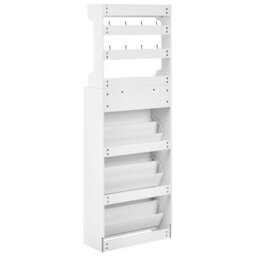 Wyld And Coco Tall White Shoe Cabinet 12-Pair, Drawers, Hooks, Wall-Mountable - 70 X 30 X 200 Cm - thumbnail 6