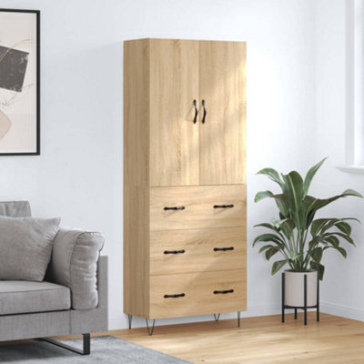 Berkfield Highboard Sonoma Oak 69.5X34X180 Cm Engineered Wood - image 1