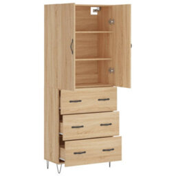 Berkfield Highboard Sonoma Oak 69.5X34X180 Cm Engineered Wood - thumbnail 4
