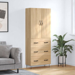 Berkfield Highboard Sonoma Oak 69.5X34X180 Cm Engineered Wood - thumbnail 1