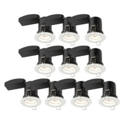 First Choice Lighting Set Of 10 Fire Rated Downlights - White Fixed Gu10 Recessed Downlights - thumbnail 1