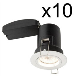 First Choice Lighting Set Of 10 Fire Rated Downlights - White Fixed Gu10 Recessed Downlights - thumbnail 2
