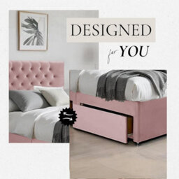 Pink Plush 5Ft King Size Bed With Matttress  2 Storage Drawers And 20 Inch Chesterfield Headboard - thumbnail 2