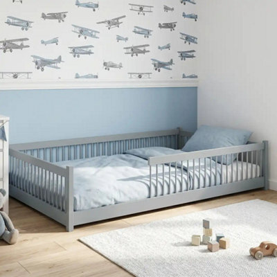 Arte Junior Grey 120 X 200Cm European Small Double Low Bed - Foam/bonnell Mattress Included - image 1
