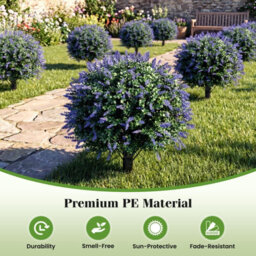 Costway 2 Pack Artificial Lavender Boxwood Topiary Ball Trees 70 Cm Faux Floral Shrubs - thumbnail 9