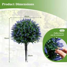 Costway 2 Pack Artificial Lavender Boxwood Topiary Ball Trees 70 Cm Faux Floral Shrubs - thumbnail 2