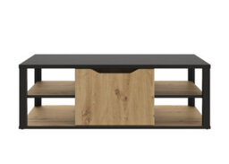Diagone Oak And Black Finish Coffee Table With Storage Made In France - thumbnail 3