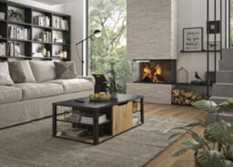 Diagone Oak And Black Finish Coffee Table With Storage Made In France - thumbnail 2
