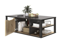 Diagone Oak And Black Finish Coffee Table With Storage Made In France - thumbnail 1