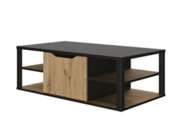 Diagone Oak And Black Finish Coffee Table With Storage Made In France - thumbnail 4