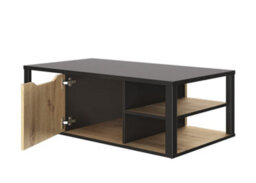 Diagone Oak And Black Finish Coffee Table With Storage Made In France - thumbnail 5