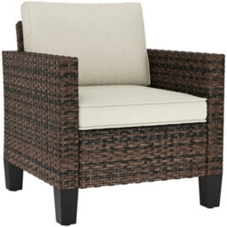 Outsunny Single Rattan Chair, Garden Armchair With Cushions, Brown - thumbnail 2