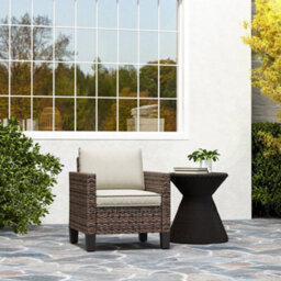 Outsunny Single Rattan Chair, Garden Armchair With Cushions, Brown - thumbnail 7