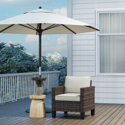 Outsunny Single Rattan Chair, Garden Armchair With Cushions, Brown - thumbnail 9