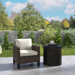 Outsunny Single Rattan Chair, Garden Armchair With Cushions, Brown - thumbnail 8