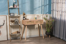 Nordlys 2-Drawer Wood And Natural Rattan Console Table Exotic Boho Living Room - thumbnail 3