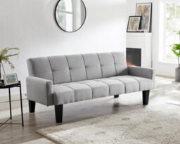 Home Detail Levine 3 Seater Tufted Fabric Clic-Clac With Black Legs Sofa Bed, Light Grey - thumbnail 1