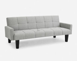 Home Detail Levine 3 Seater Tufted Fabric Clic-Clac With Black Legs Sofa Bed, Light Grey - thumbnail 3