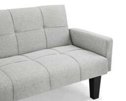 Home Detail Levine 3 Seater Tufted Fabric Clic-Clac With Black Legs Sofa Bed, Light Grey - thumbnail 7