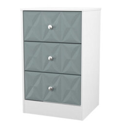 San Jose Ready Assembled Matt Duck Egg Blue & White No Effect 3 Drawer Bedside Chest (H)726mm (W)450mm (D)395mm - thumbnail 1