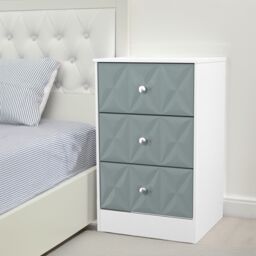 San Jose Ready Assembled Matt Duck Egg Blue & White No Effect 3 Drawer Bedside Chest (H)726mm (W)450mm (D)395mm - thumbnail 3