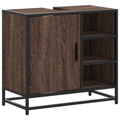 Berkfield Industrial Bathroom Sink Cabinet Brown Oak 65X33X60 Cm Engineered Wood