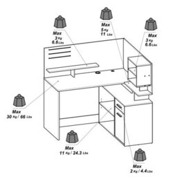 FurniComp LTD Furnicomp Jade 1 Door 1 Drawer Black And Oak L Shaped Corner Office Desk With Hutch - thumbnail 9