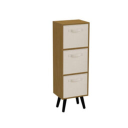 Urbn-Living Urbnliving 80Cm Height 3 Tier Beech Wooden Storage Bookcase Scandinavian Style Black Legs With Cream Inserts - thumbnail 2