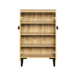 Abrihome 95X60X34.5 Cm, Modern Double-Door Shoe Cabinet With Adjustable Shelves, Space-Saving Hallway Cabinet, Black & Wood - thumbnail 6