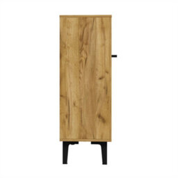 Abrihome 95X60X34.5 Cm, Modern Double-Door Shoe Cabinet With Adjustable Shelves, Space-Saving Hallway Cabinet, Black & Wood - thumbnail 5