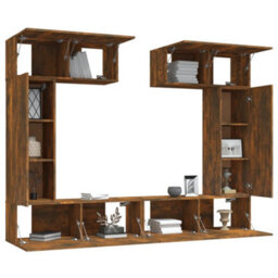 Berkfield Classic 6 Piece Tv Cabinet Set Smoked Oak Engineered Wood - thumbnail 4