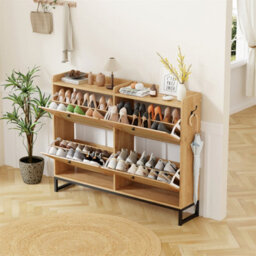 Ratten Design Storage Shoe Cabinet,shoe Cupboard,freestanding Shoe Organizer With 4 Flip Drawers And Metal Frame Feet - thumbnail 3