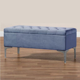 Modena Storage Ottoman Bench, Ottoman Footstool With Legs, 150Cm Plush Velvet Upholstered End Of Bed Bench, Duck Egg - thumbnail 1