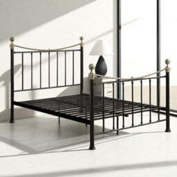 OAT Home Hampstead Traditional Black & Polished Brass Small Double Metal Bed Frame - thumbnail 6