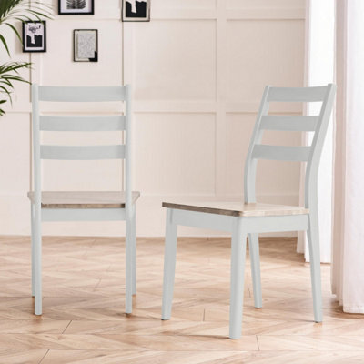 Furniturebox Uk 2X Lynton Whitewash & Light Grey Wooden Dining Chairs - image 1