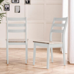 Furniturebox Uk 2X Lynton Whitewash & Light Grey Wooden Dining Chairs - thumbnail 1