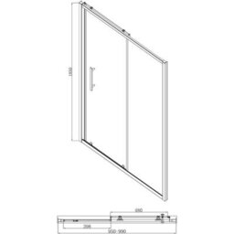 Affine 1000mm Sliding Shower Door 6mm Glass Black Framed Modern Bathroom - thumbnail 3