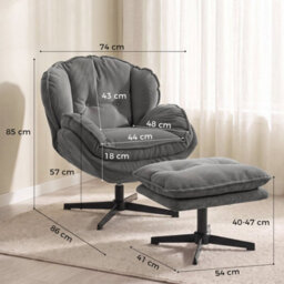 Grey Armchair With Adjustable Footstool - thumbnail 2