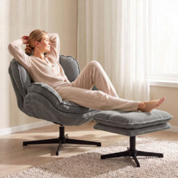 Grey Armchair With Adjustable Footstool - thumbnail 3