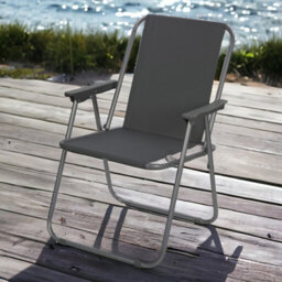 Urbn-Living Urbnliving 76Cm Height 2Pcs Grey Garden Patio Metal Folding Chairs Camping Beach Picnic Outdoor Seats - thumbnail 2